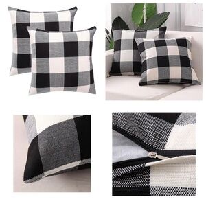Black and White Checkered Buffalo Pillow Covers Set of 3